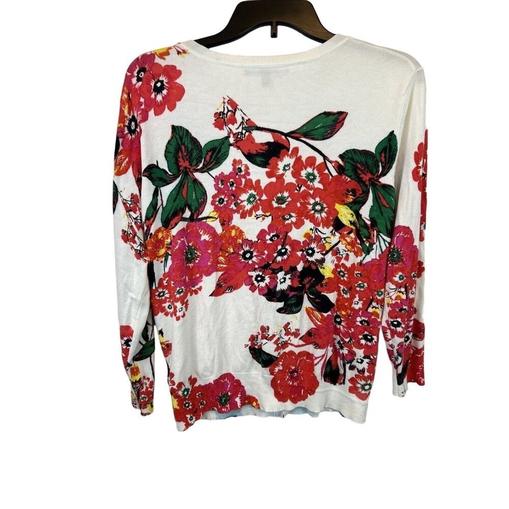 Cable & Gauge Floral Button Front Cardigan Sweater Women's Medium - Picture 3 of 10